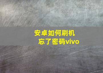 安卓如何刷机 忘了密码vivo